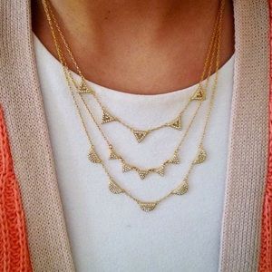 Stella and Dot Pavé Chevron Necklace in Gold
